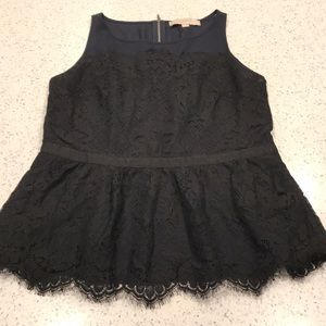 Ann Taylor loft peplum lace tank top